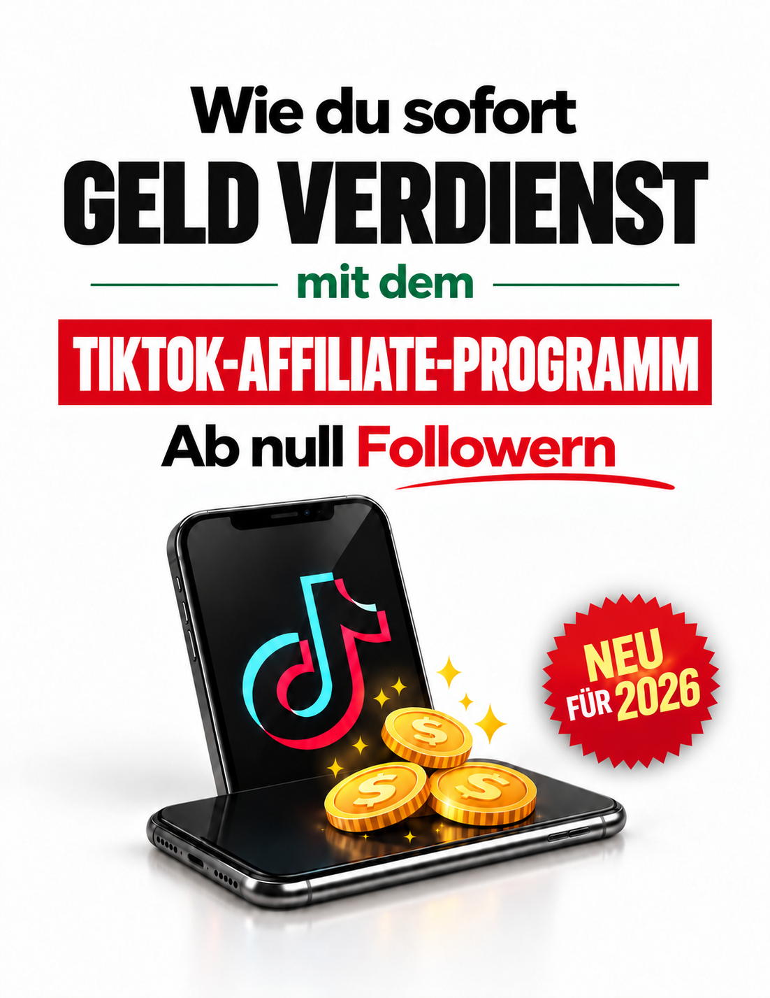 Werbemotiv zum TikTok-Affiliate-Programm auf Deutsch · Das TikTok-Affiliate-Handbuch · Mark Ellison