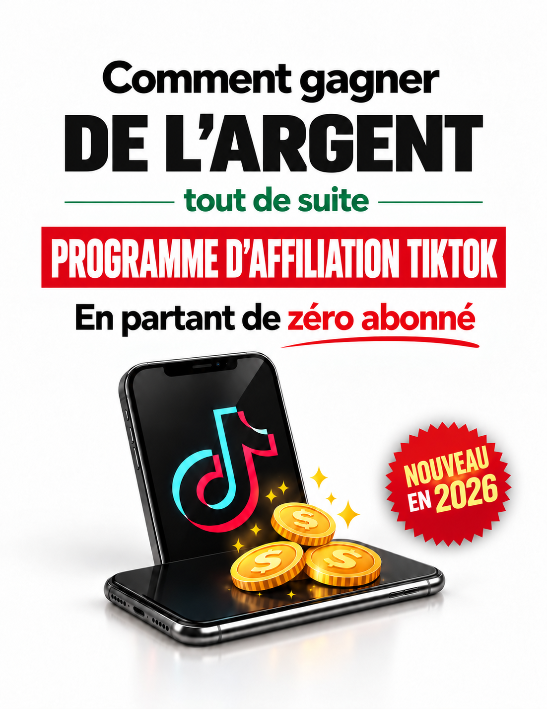 Visuel promotionnel du programme d’affiliation TikTok en français · Le guide du marketing d’affiliation sur TikTok · Mark Ellison
