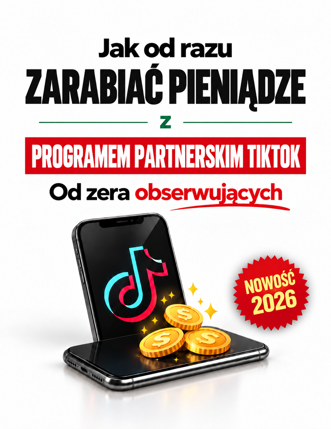 Grafika promująca program partnerski TikTok po polsku · Podręcznik afiliacji TikTok · Mark Ellison